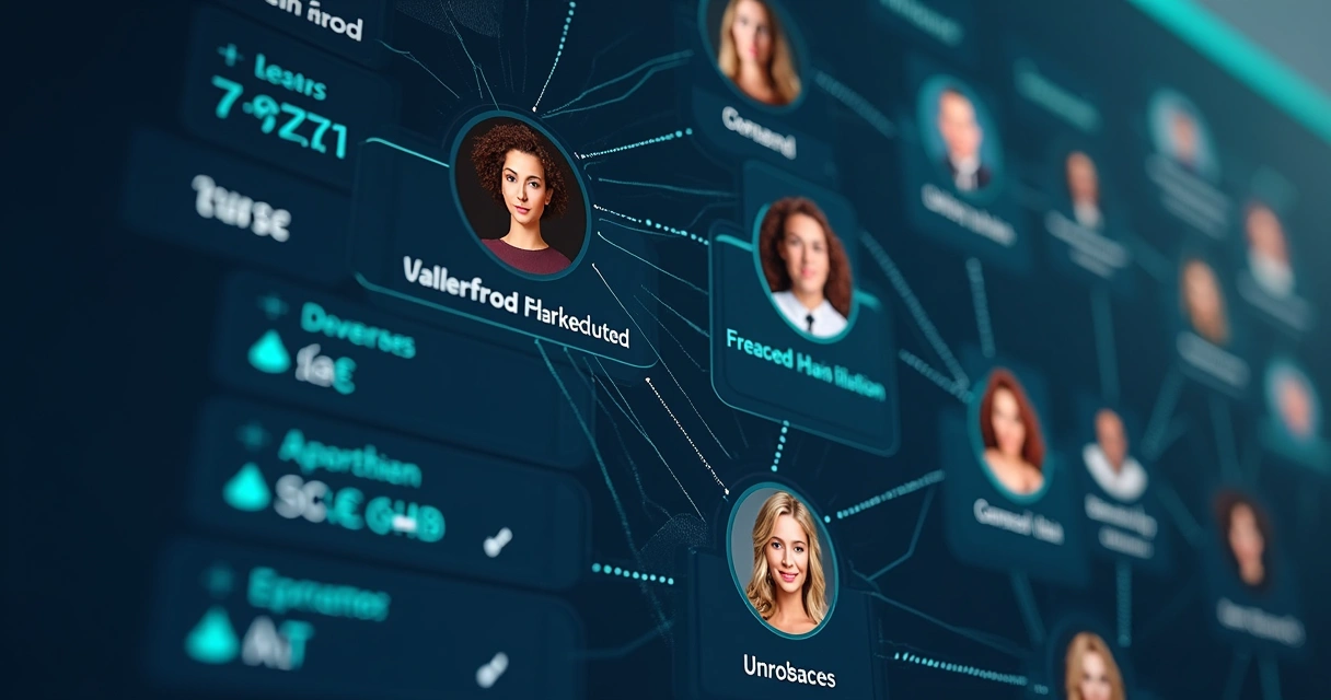 Marketplace interno de talentos com colaboradores conectando-se a projetos exibidos em tela digital