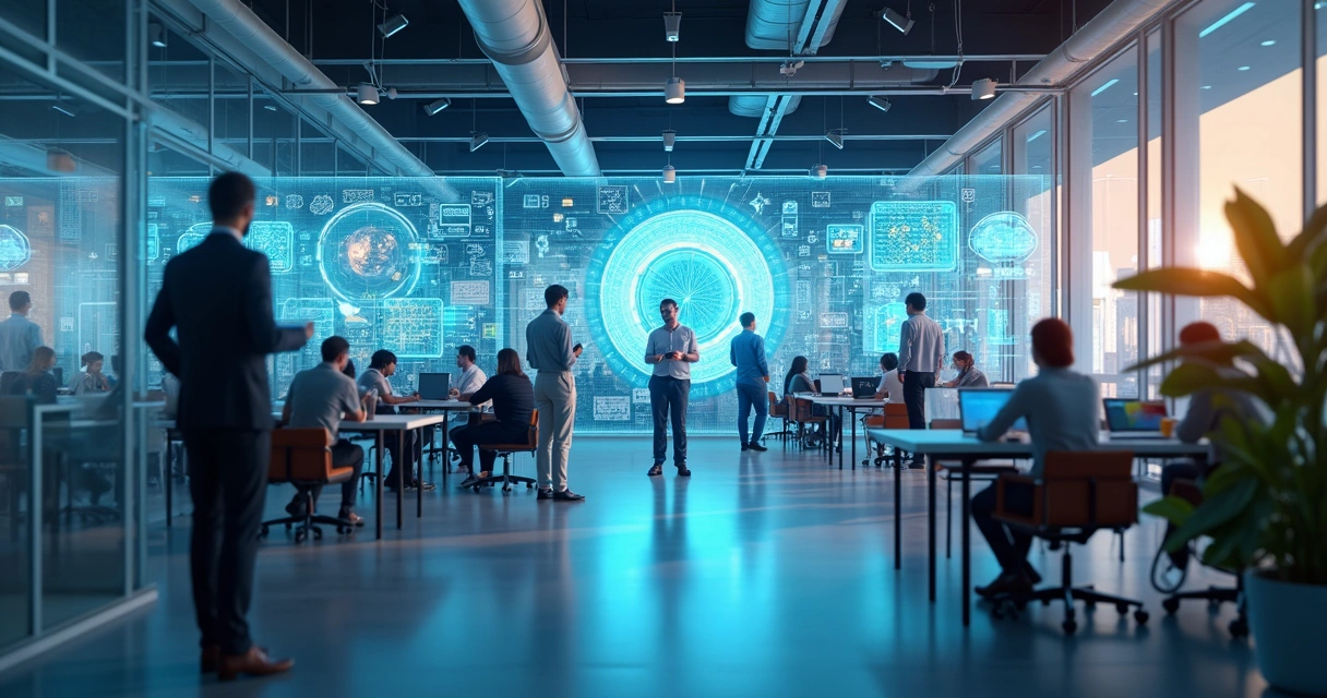 Símbolos culturais integrados com tecnologia em escritório